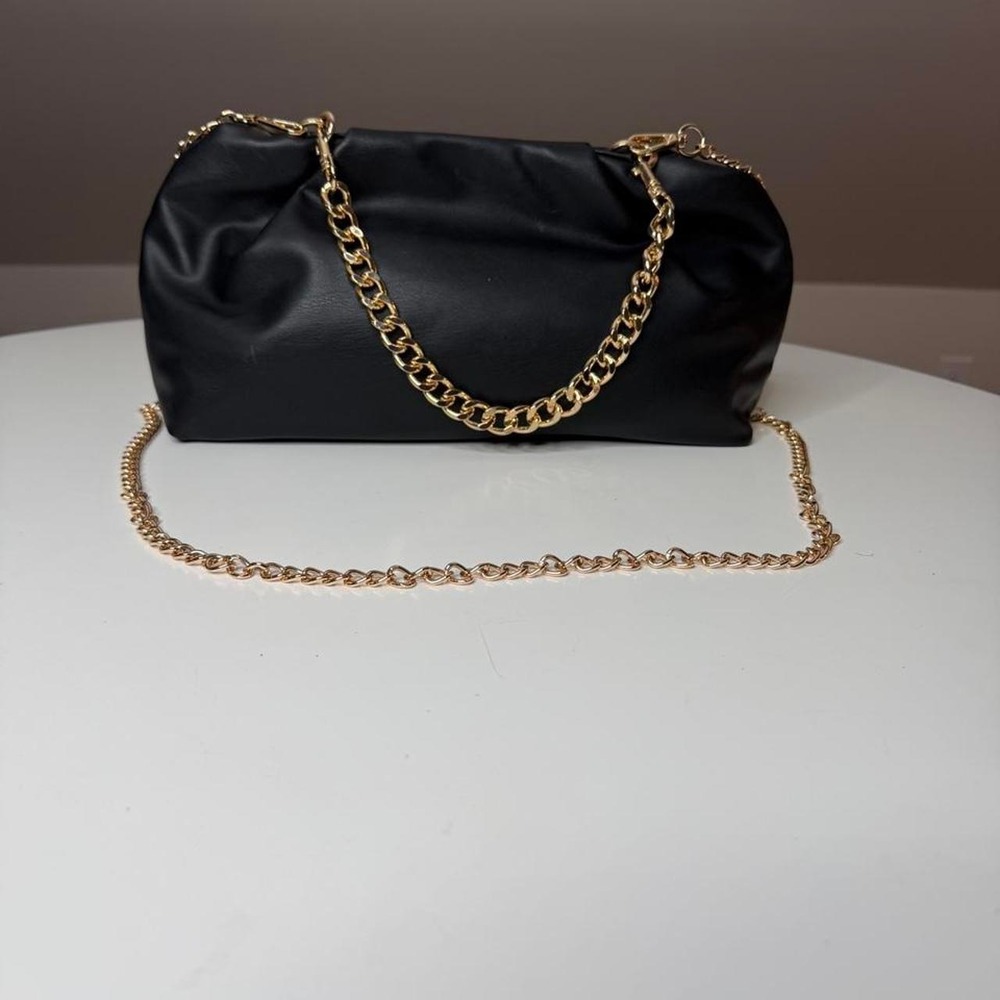 A New Day Black Chain Clutch Purse Gold Hardware Convertible Crossbody